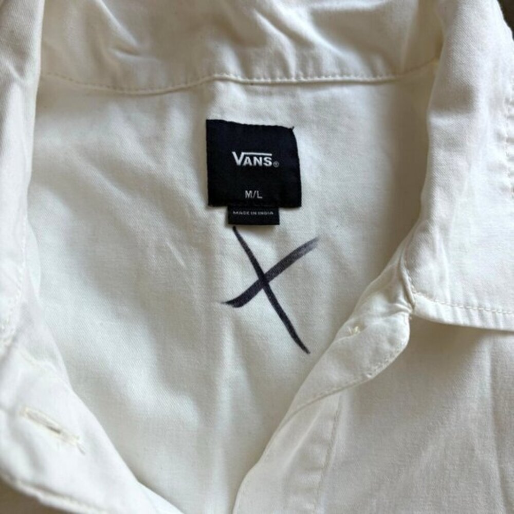 Vans Shaket Streetwear New Micro‎ Ditsy Cross Stitch Floral Embroidered Long M/L - Picture 10 of 10